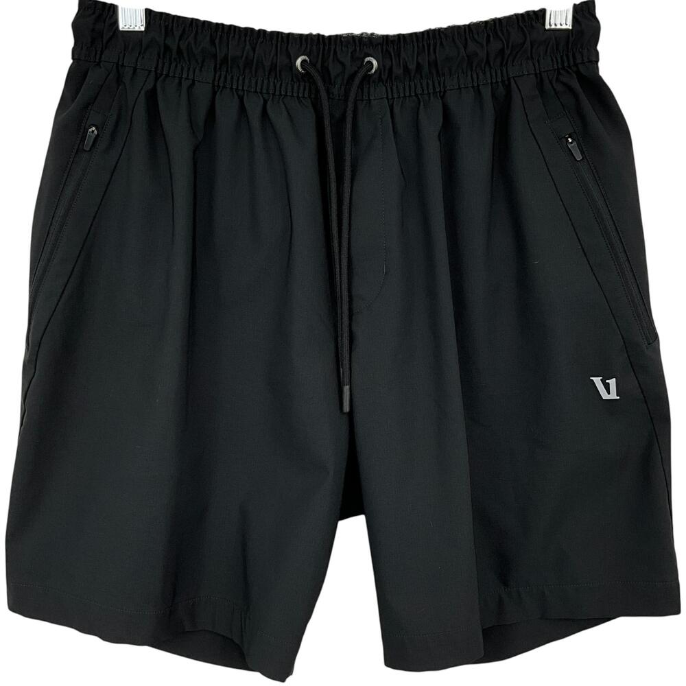 Vuori Train Tech Shorts Mens Small Black 8" Inseam Zip Pockets Athletic V3013